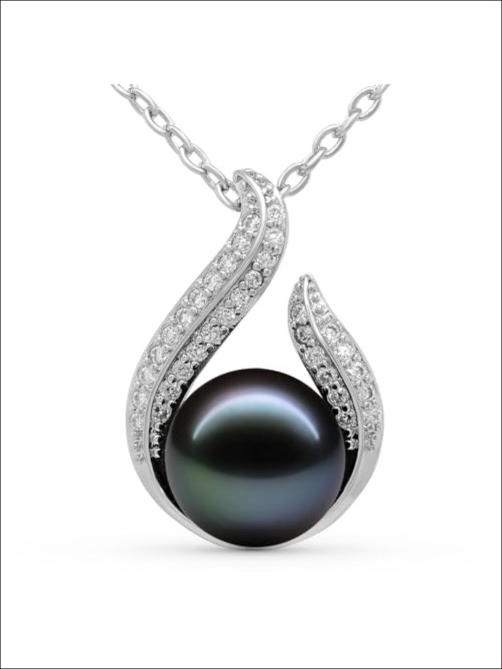 Real Tahitian Black Pearl Necklace 11-12mm Rhodium Plated Titanium Alloy Luxury